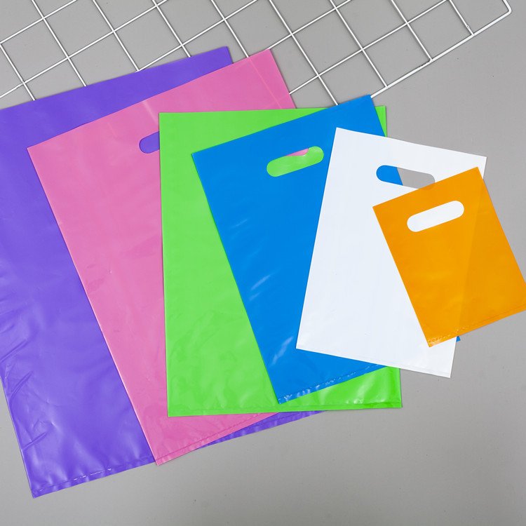 Custom Printed Logo Design Handle Plastic Bag Die Cut Bag Shopping Bag For Clothing/shoe Packing With Your Own Design
