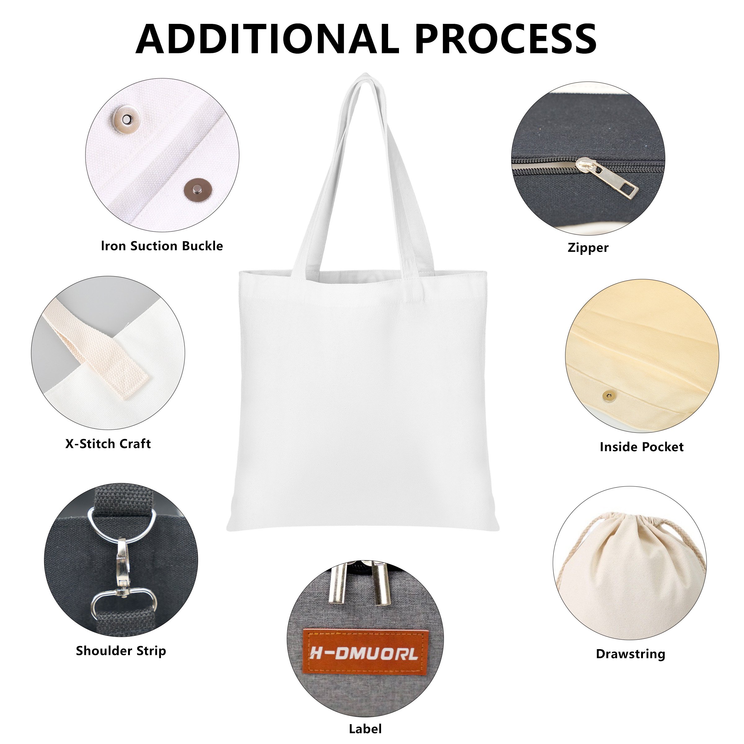 factory direct sale plain canvas cotton bag with zipper tote bag shopping bag