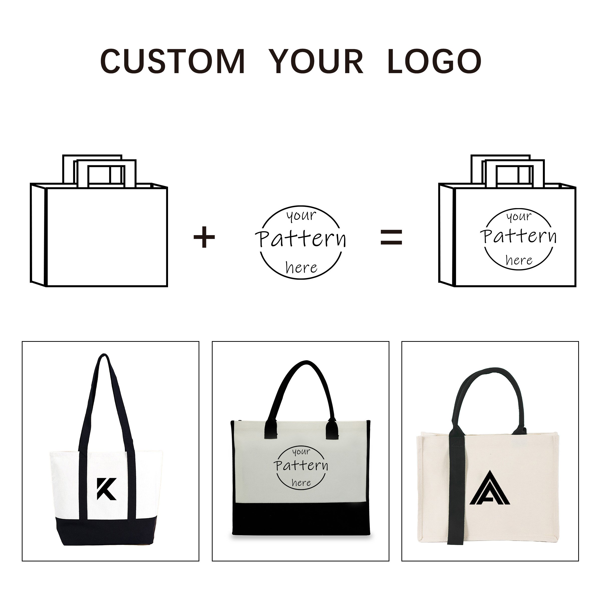 factory direct sale plain canvas cotton bag with zipper tote bag shopping bag