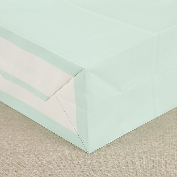 Customize Mint Green Modern Luxury Boutique Shopping Bags Colourful Paper Carry Bags with Logo Print for Retail