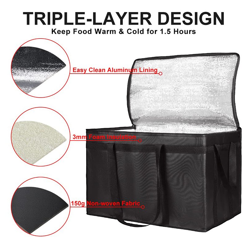 Custom Friendly thermal Insulated Food Delivery Bag,Grocery Tote Insulation shopping Bag with zipper