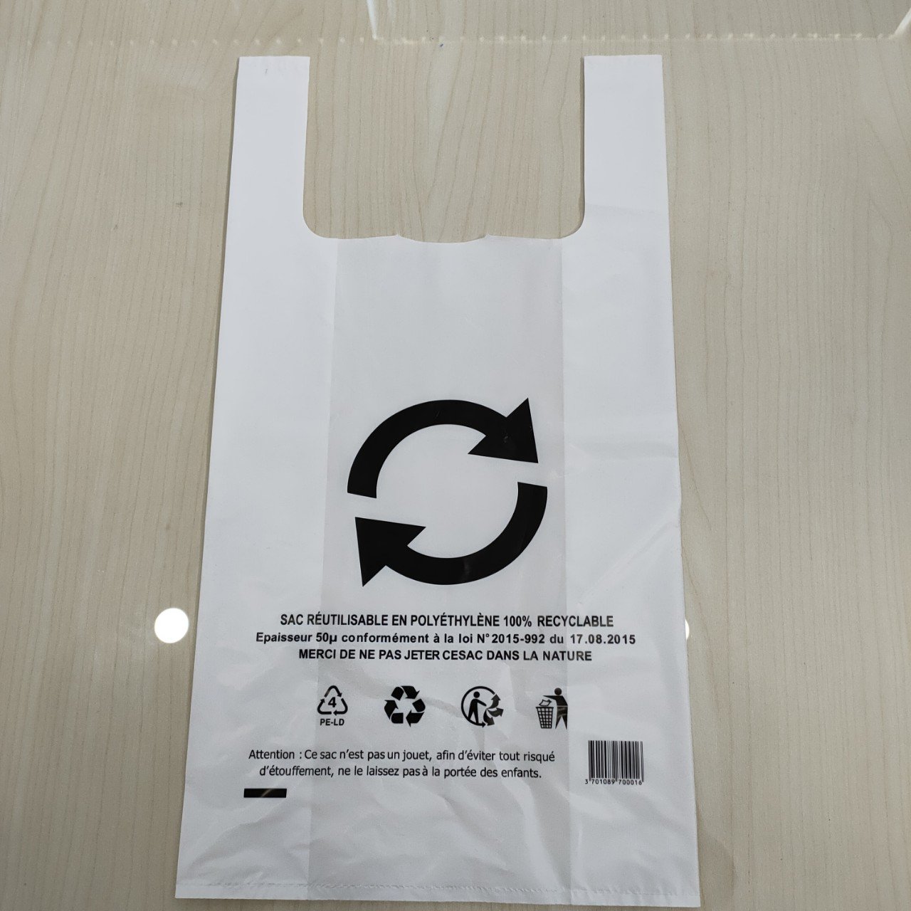 LDPE Plastic T-Shirt Shopping Bag Logo Printing High Quality Export to Eu Manufacturing in Vietnam