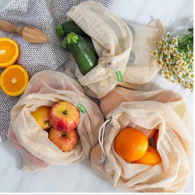 Reusable Mesh Cotton String Net Market Shopping Bag For Grocery Outdoor Packing, Storage, Fruit, Vegetable