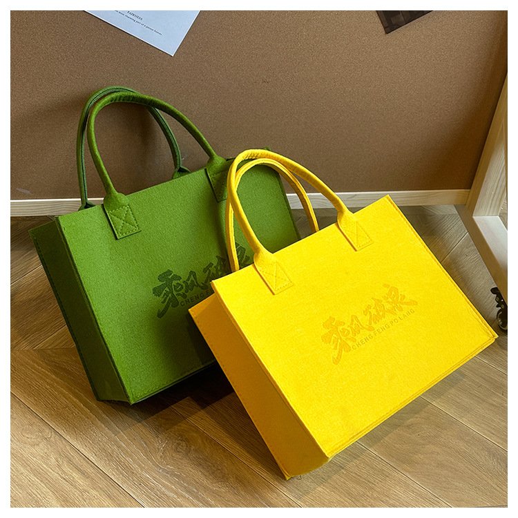 Eco friendly custom logo Felt large grocery capacity Woman fashion Felt Bag Shopping Bag Women's Tote Bag Market Handbag