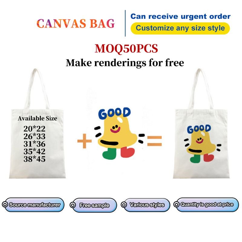 TY OEM wholesale customized logo size storage standard shopping bag reusable canvas tote bag with logo