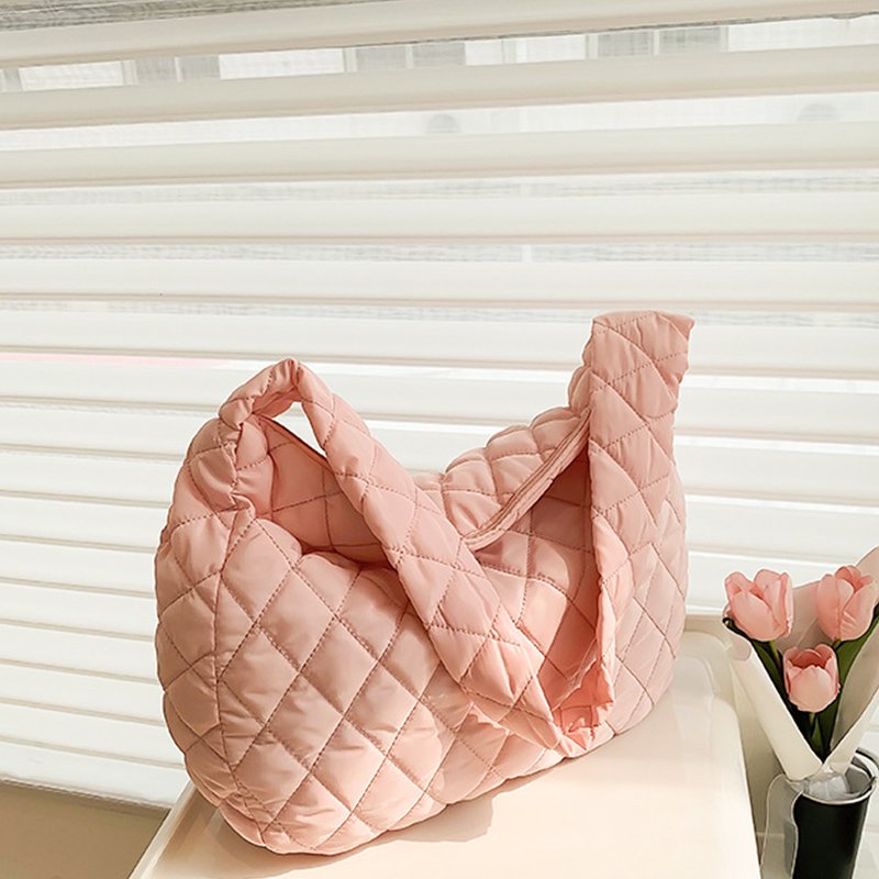 Fashion Shopping Bag Solid Color Quilted Messenger Bag for Women Vacation Travel