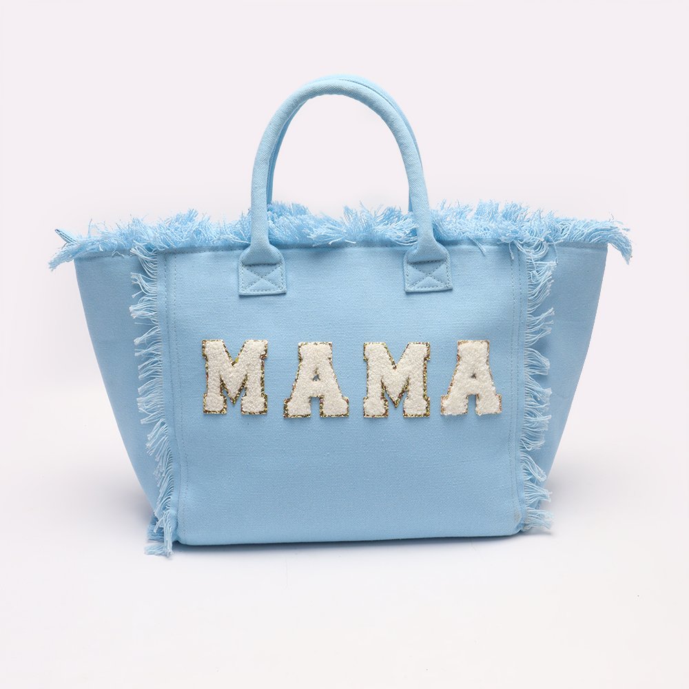 NO MOQ Large Size Fringed Tote tassel Bag Summer Beach Women Handbag Cotton Canvas Tote With Zipper shopping bag