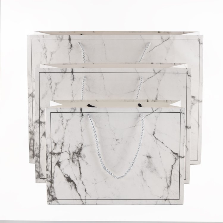 High quality custom printed luxury gift paper shopping marble design paper gift bag
