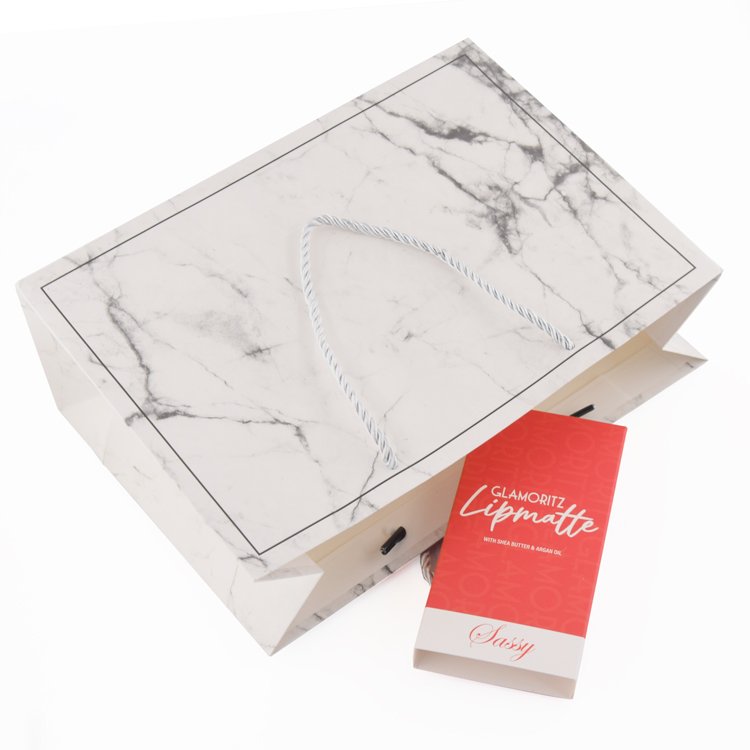 High quality custom printed luxury gift paper shopping marble design paper gift bag
