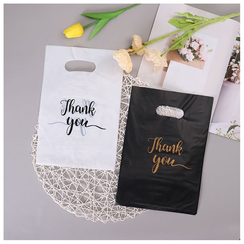 Custom Printed Logo Biodegradable HDPE LDPE Plastic Shopping Bag with Handle Die Cut Factory
