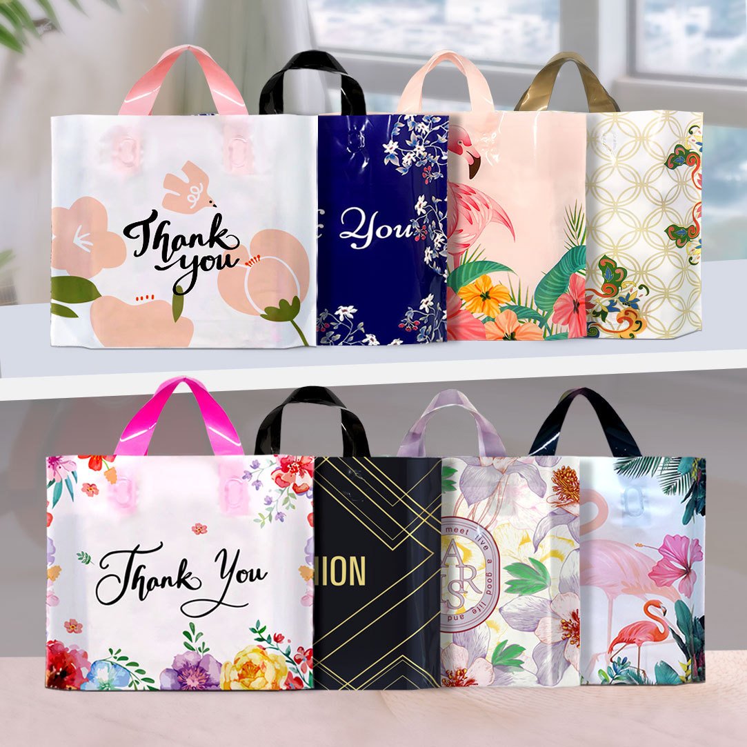 Oke Yiwu Factory Spot Wholesale Plastic Gift Bags HDPE Clothing Store Shopping Bags Thank you For Your Handbag