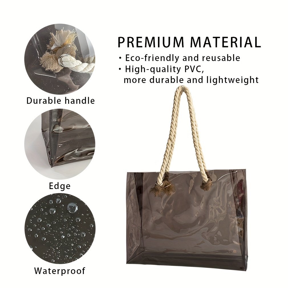 Custom Logo PVC Stadium Bags Transparent Plastic Shopping Bag Vinyl Clear Tote Bags