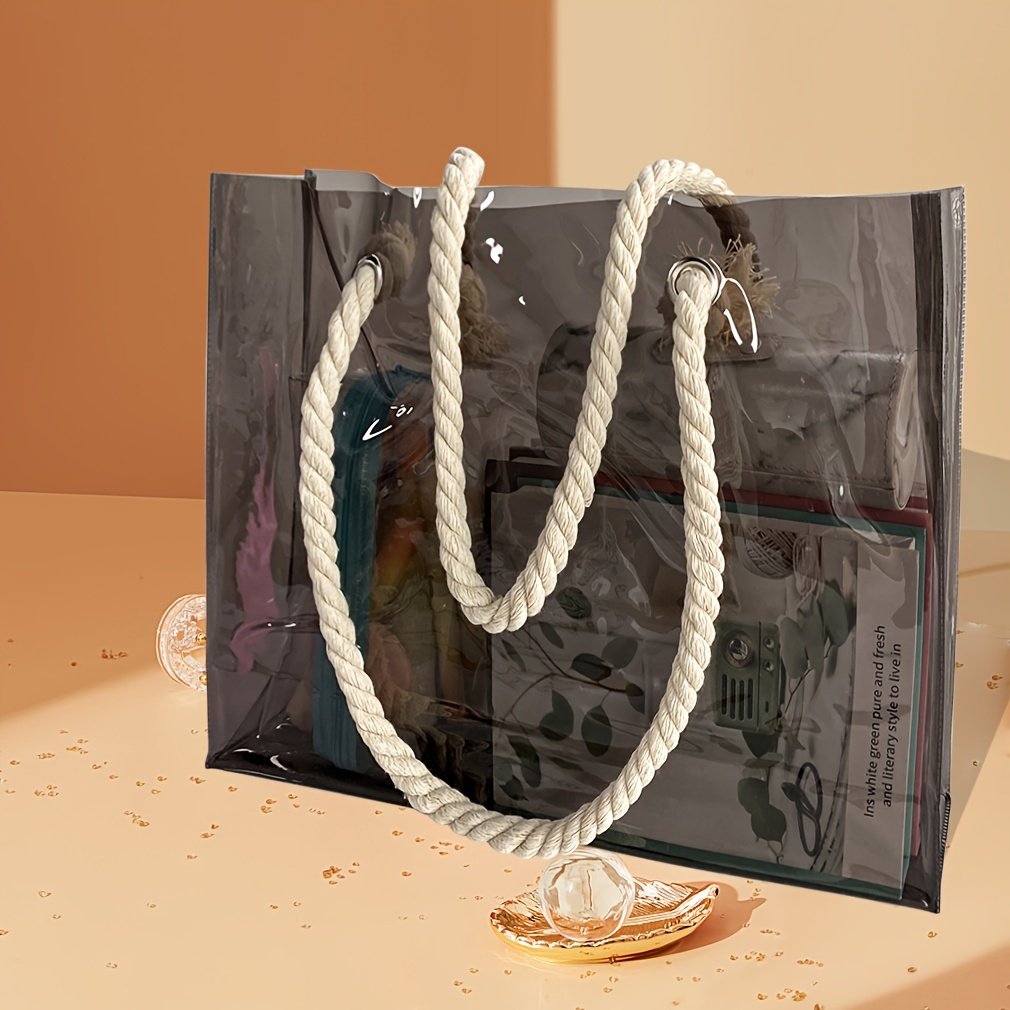 Custom Logo PVC Stadium Bags Transparent Plastic Shopping Bag Vinyl Clear Tote Bags