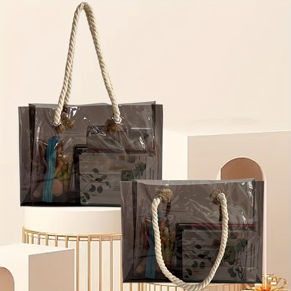 Custom Logo PVC Stadium Bags Transparent Plastic Shopping Bag Vinyl Clear Tote Bags