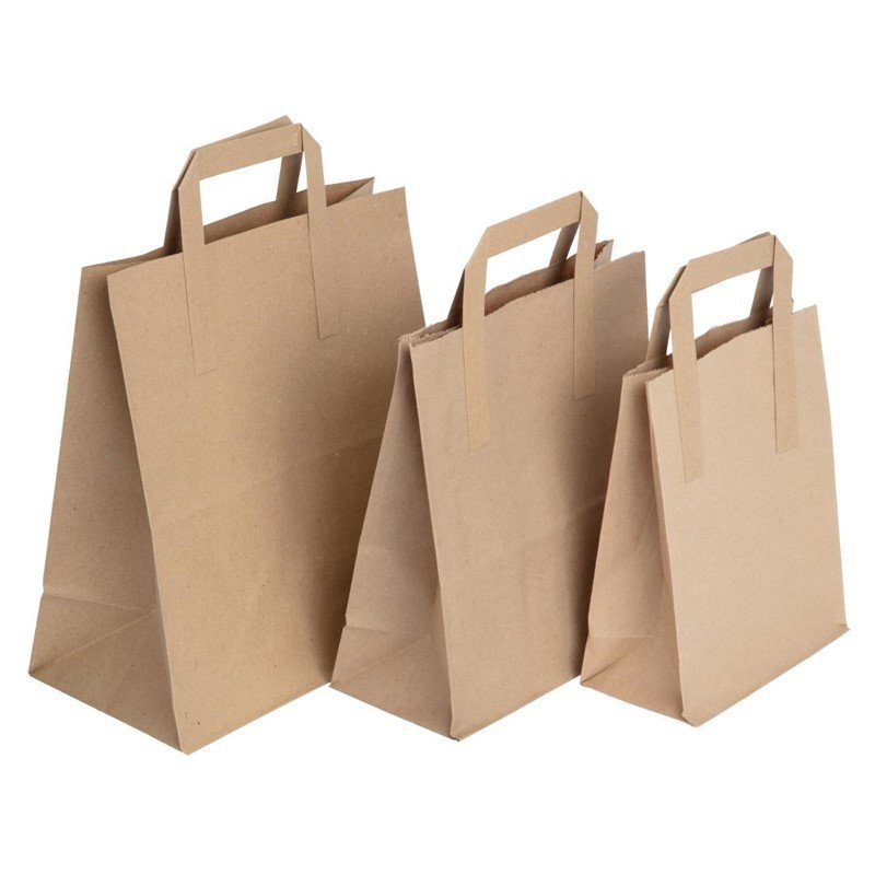 Customized Take Away Food Bag Fashion Shopping Bag Brown Kraft Paper Bags