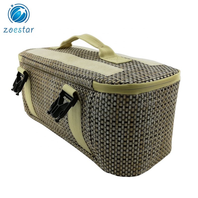 2 in 1 Ladies Big Knitted Nylon Mesh Tote Shoulder Bag with Cooler Compartment Daily Office Beach Shopping Bag