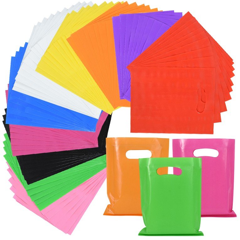 Custom printed plastic shopping bag shopping die cut bag plastic packaging bags handle with own logo