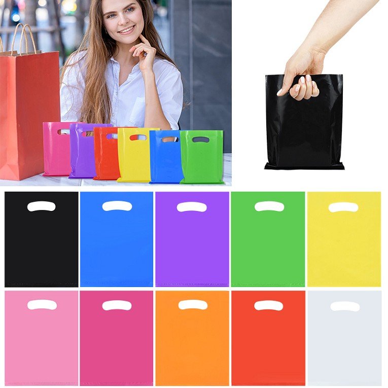 Custom printed plastic shopping bag shopping die cut bag plastic packaging bags handle with own logo