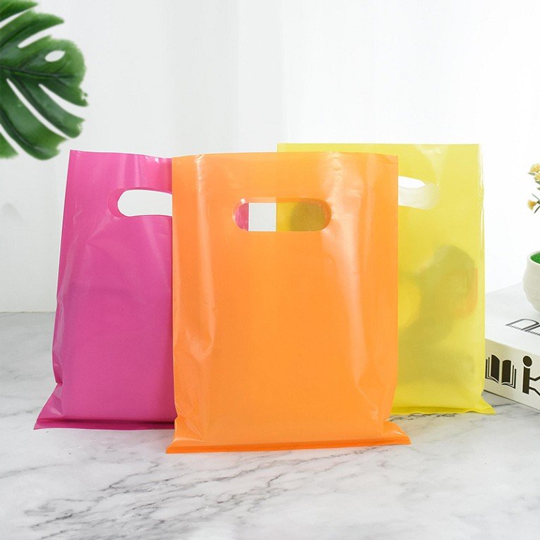 Custom printed plastic shopping bag shopping die cut bag plastic packaging bags handle with own logo