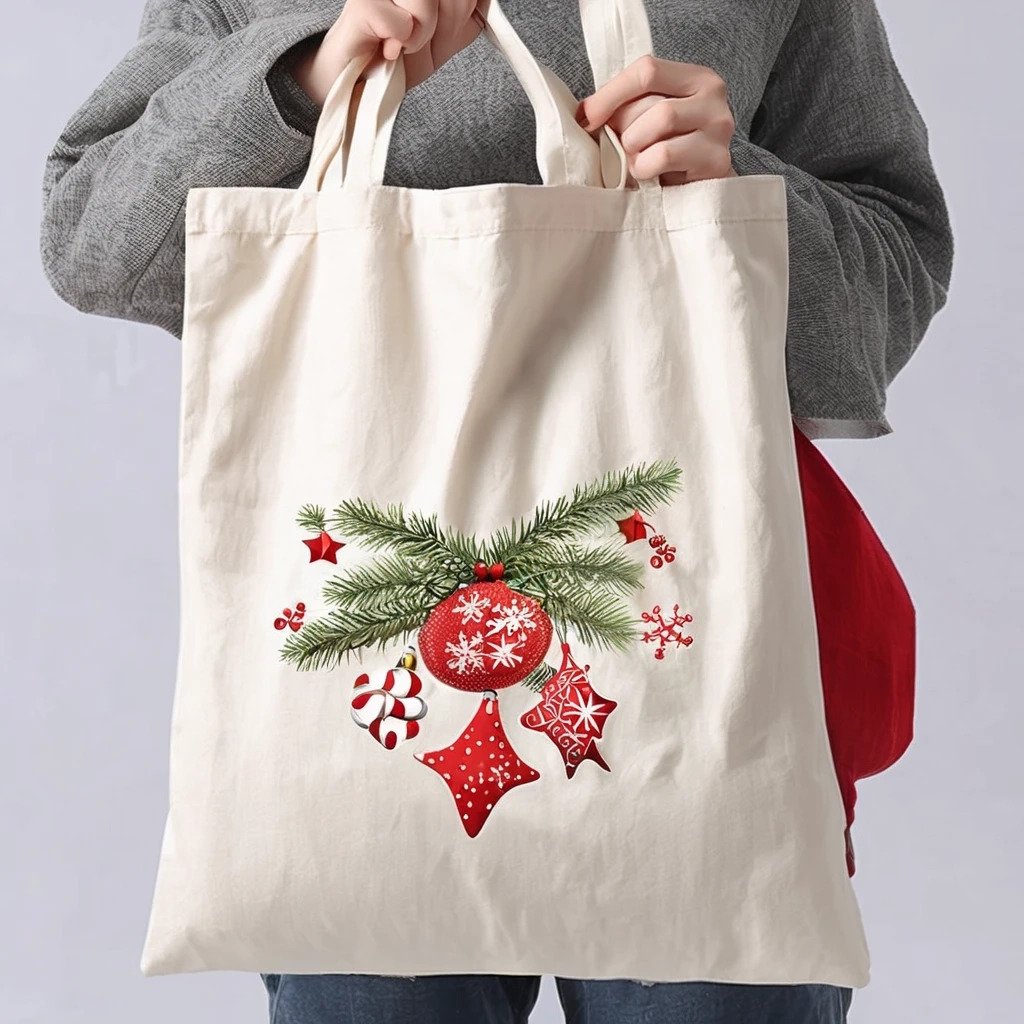 Wholesale Plain Organic Reusable Custom Design Print Christmas Shopping, bags canvas tote bag with adjustable strap/