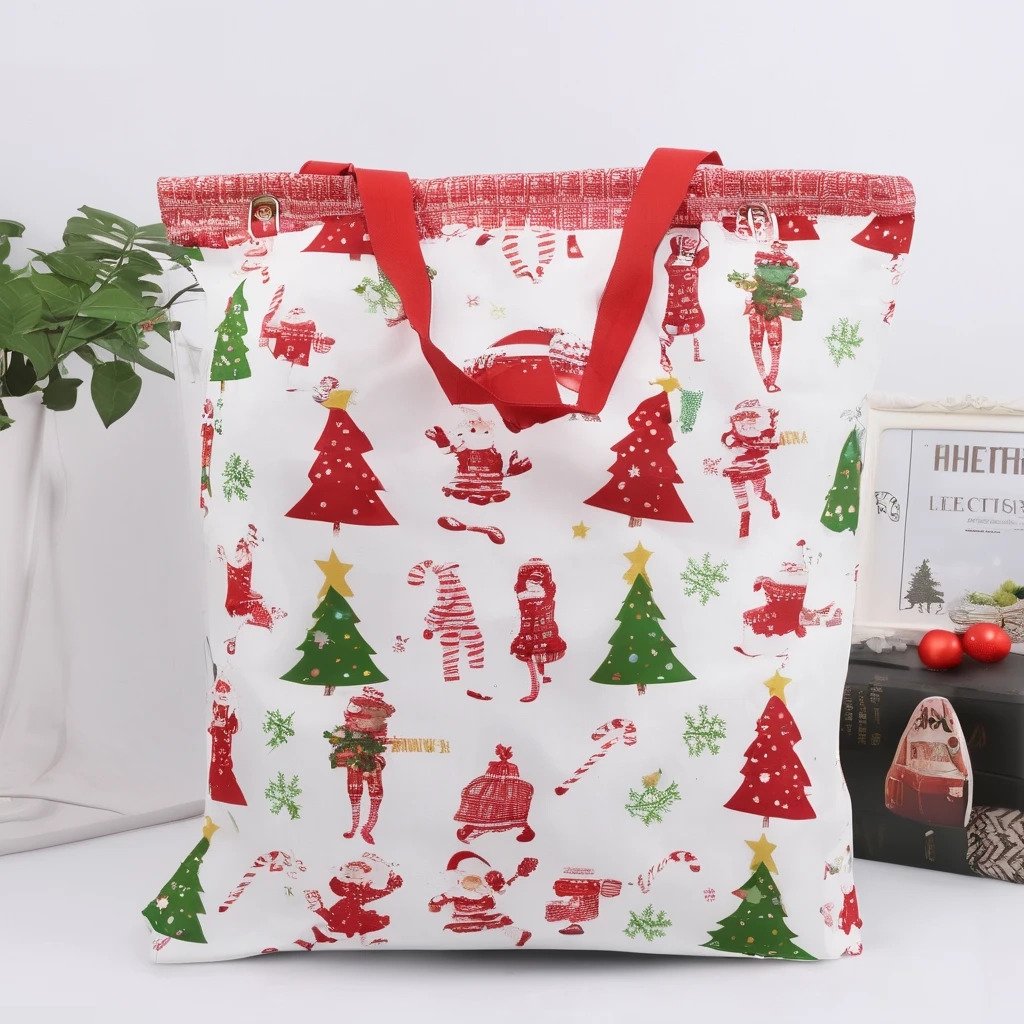 Wholesale Plain Organic Reusable Custom Design Print Christmas Shopping, bags canvas tote bag with adjustable strap/