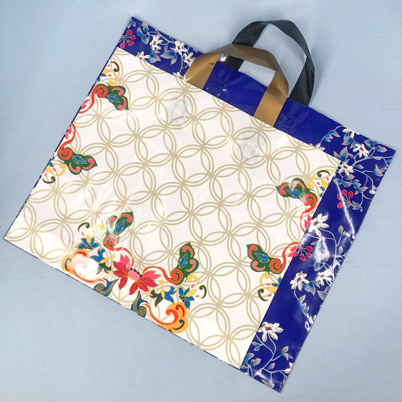 Gift bag high-end plastic tote Square bottom plastic boutique shopping bag artistic canvas folding shopping bag factory OEM