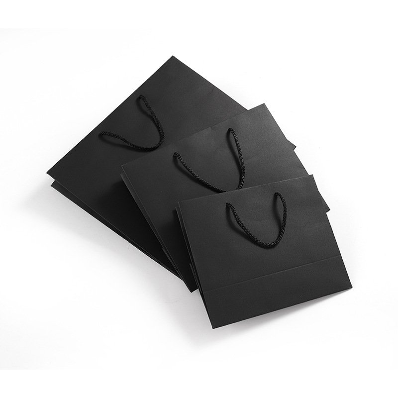 Kraft Hot Selling Black Paper Custom Logo Packaging Wholesale Gift Shopping Bags With Handles