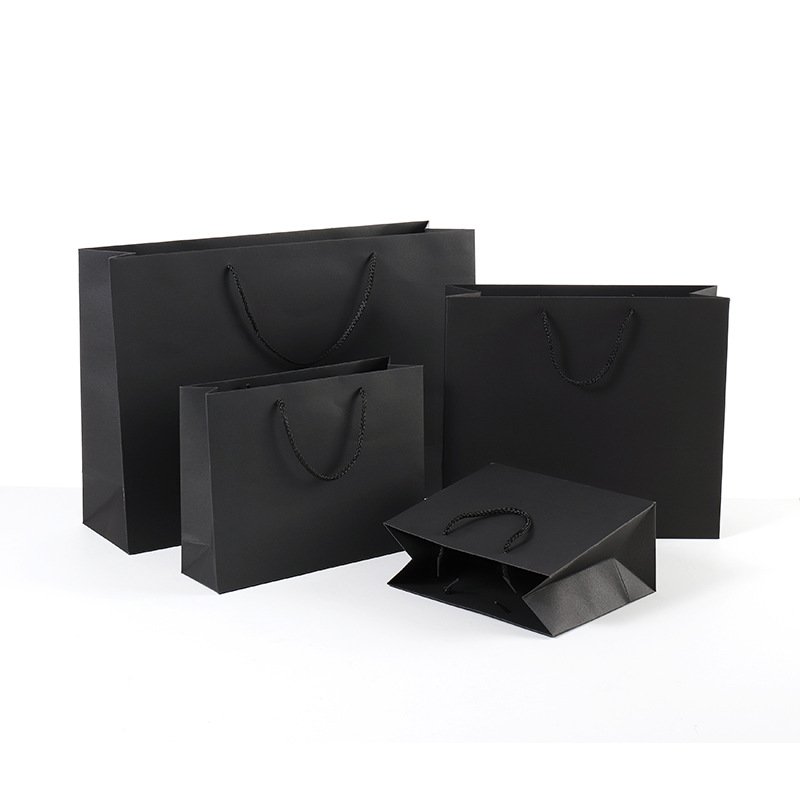Kraft Hot Selling Black Paper Custom Logo Packaging Wholesale Gift Shopping Bags With Handles
