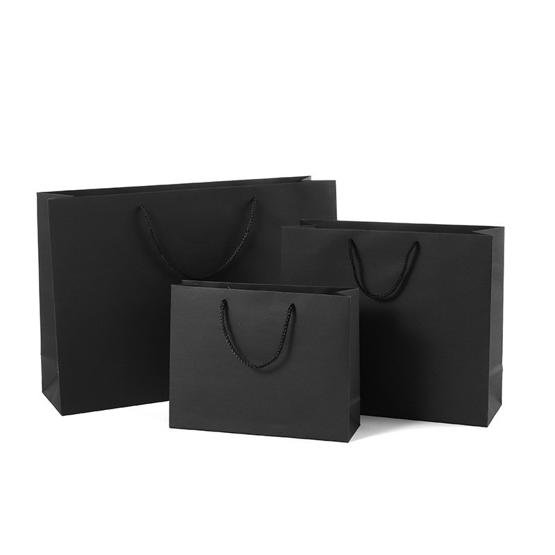 Kraft Hot Selling Black Paper Custom Logo Packaging Wholesale Gift Shopping Bags With Handles