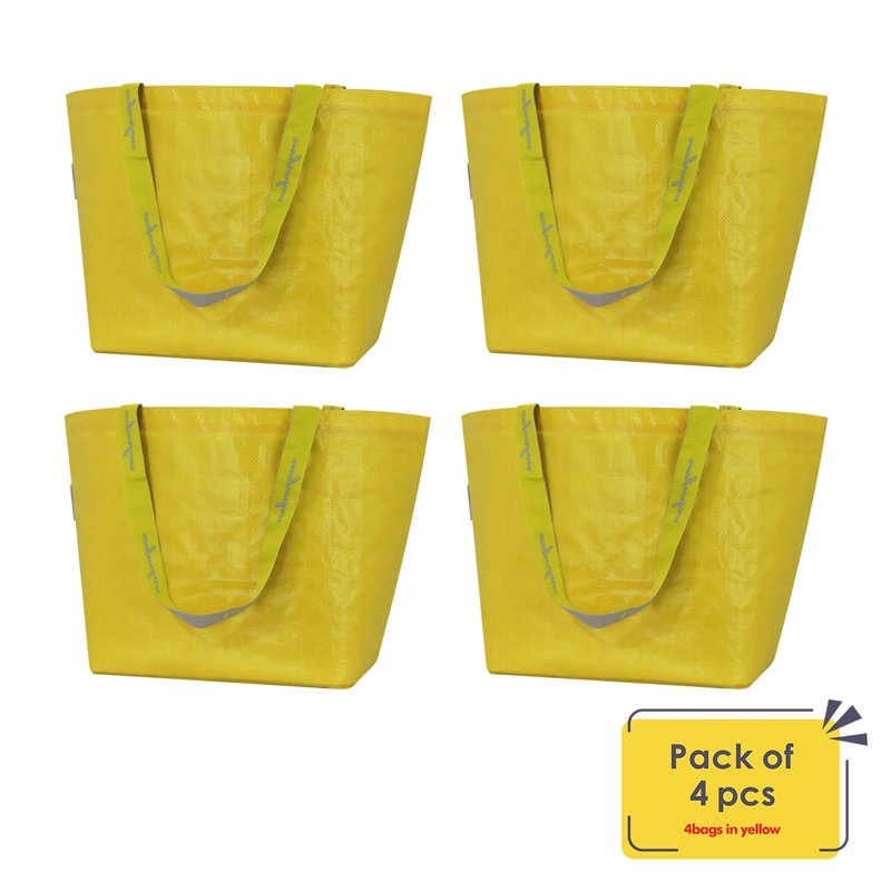 Ready-Made for Wholesale Pack of 4pcs Folding Jumbo Waterproof Shopping Bags Reusable and Recycled Letter Pattern Style for Sale