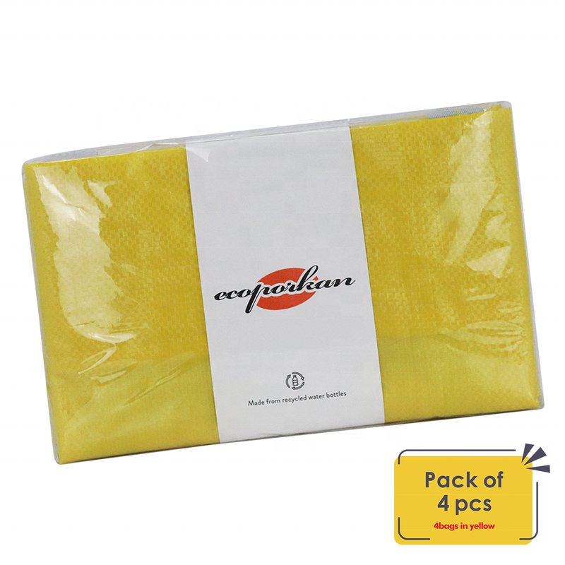 Ready-Made for Wholesale Pack of 4pcs Folding Jumbo Waterproof Shopping Bags Reusable and Recycled Letter Pattern Style for Sale