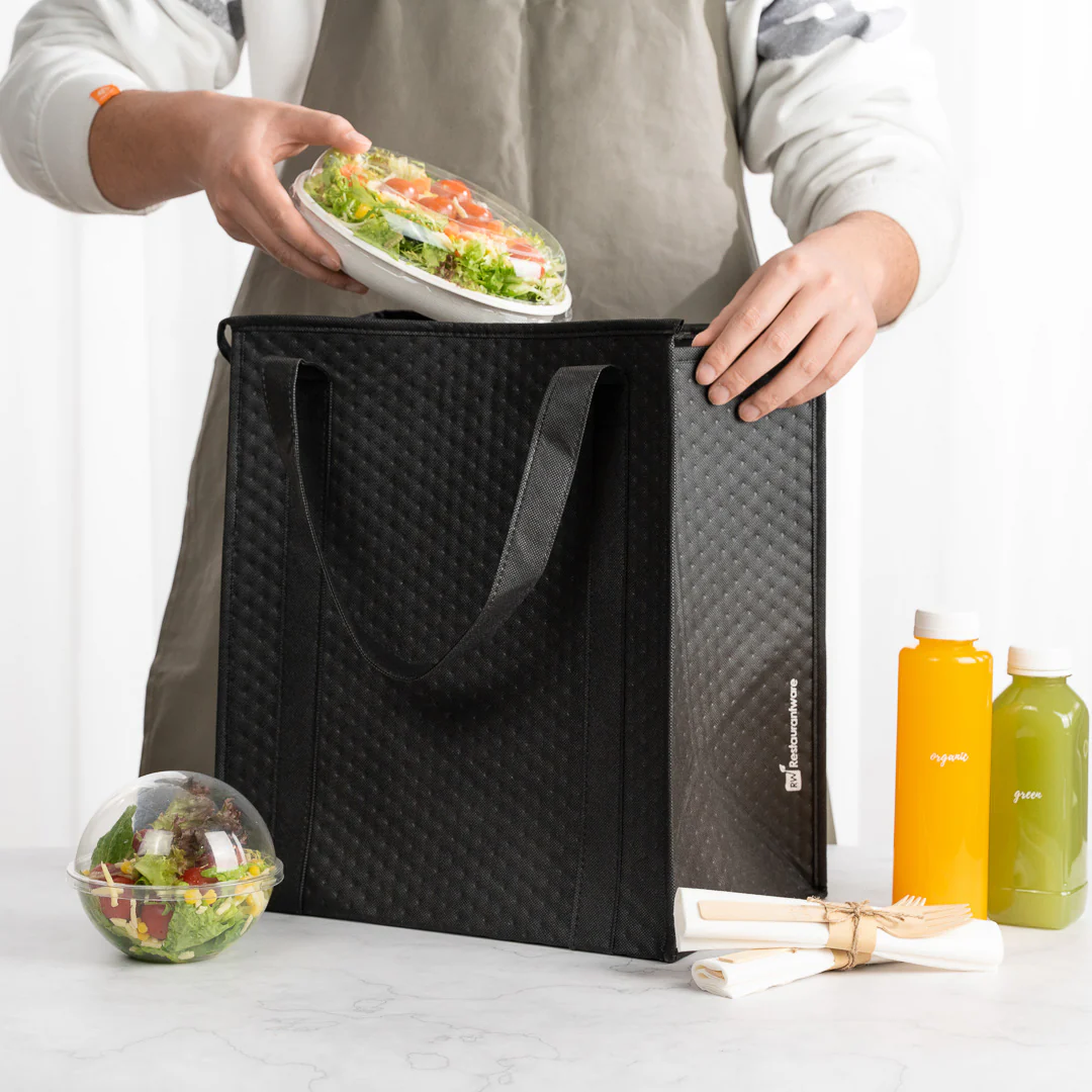 Customized print waterproof black insulated non woven insulated shopping bags insulated tote bags with hard bottom insert