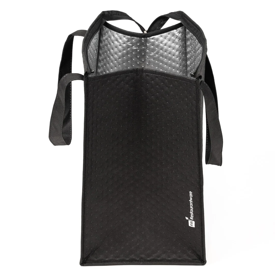 Customized print waterproof black insulated non woven insulated shopping bags insulated tote bags with hard bottom insert
