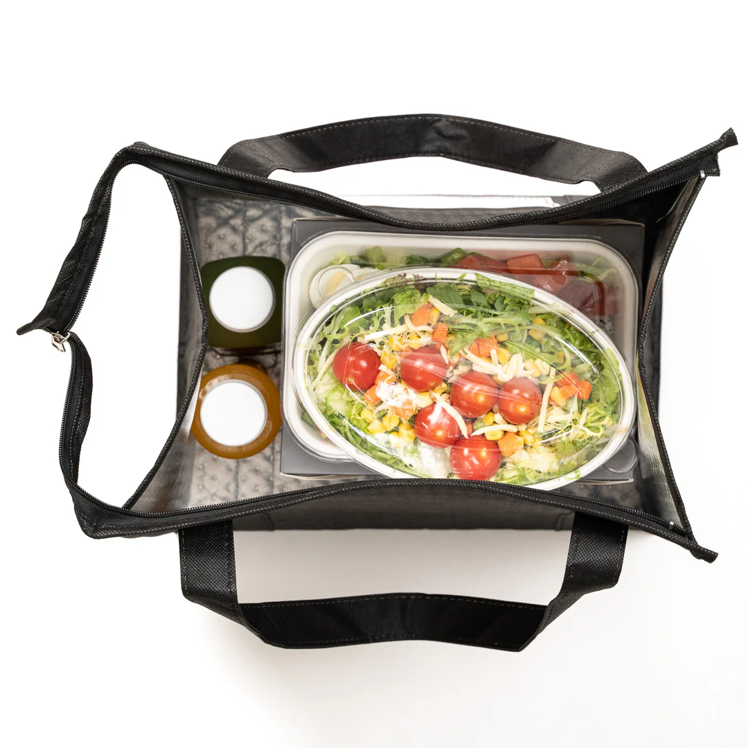 Customized print waterproof black insulated non woven insulated shopping bags insulated tote bags with hard bottom insert