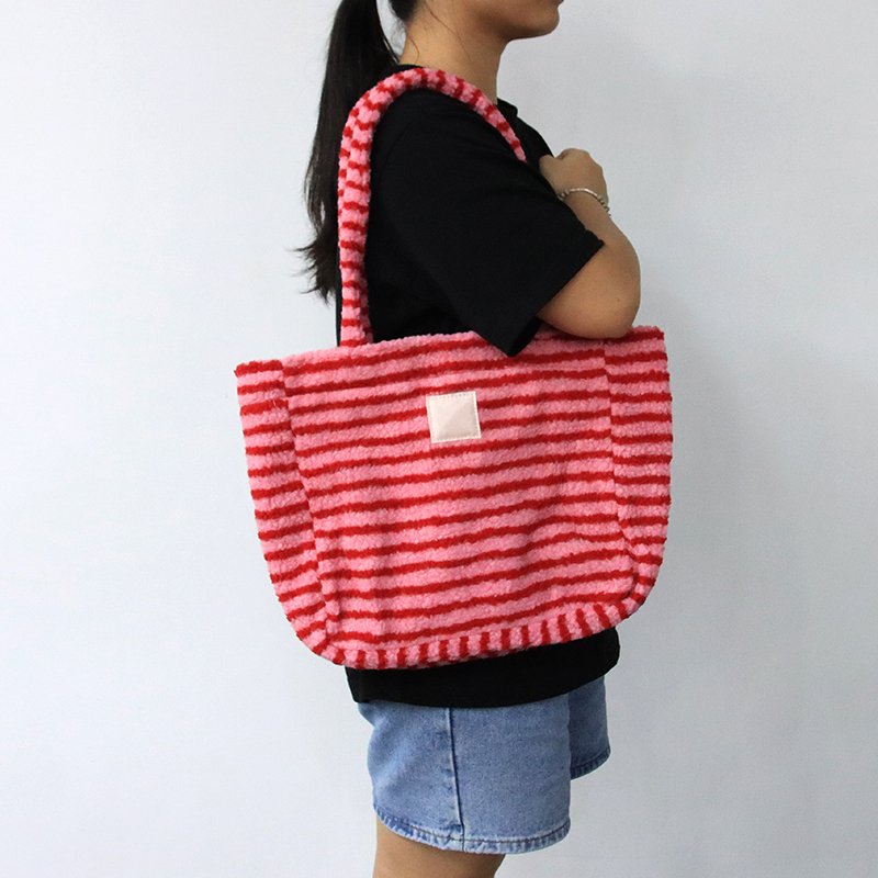 Custom Large Capacity Fashion Simple Women Fluffy Tote Sherpa Bag Fuzzy Shopping Bags