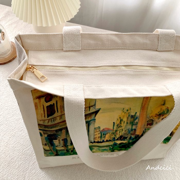 China Factory Cheap Durable Cotton Grocery Shopping Bag Women Tote Bag Canvas with Zipper
