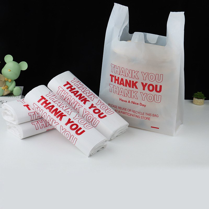 custom logo biodegradable eco Pharmacies Grocery Transparent T-shirt Supermarket Store Plastic carry shopping Bags