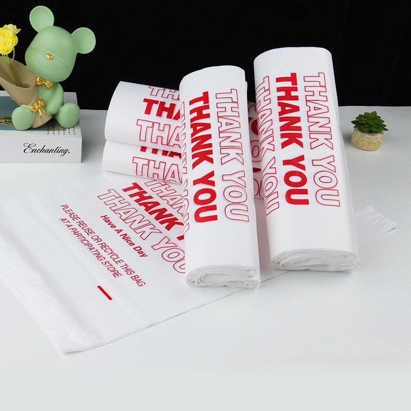 custom logo biodegradable eco Pharmacies Grocery Transparent T-shirt Supermarket Store Plastic carry shopping Bags