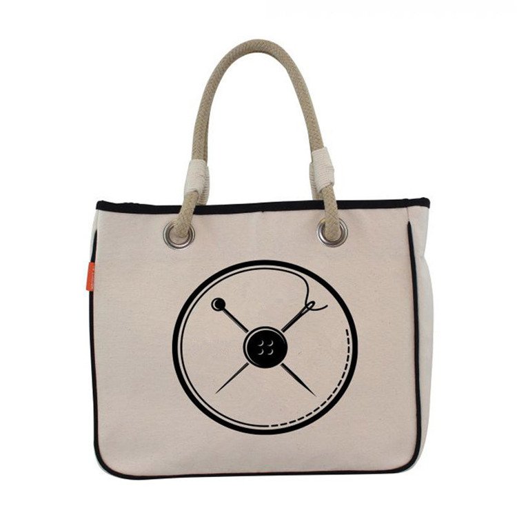 Hot Selling Customized Printed Large Canvas Shoulder Tote Beach Shopping Bag