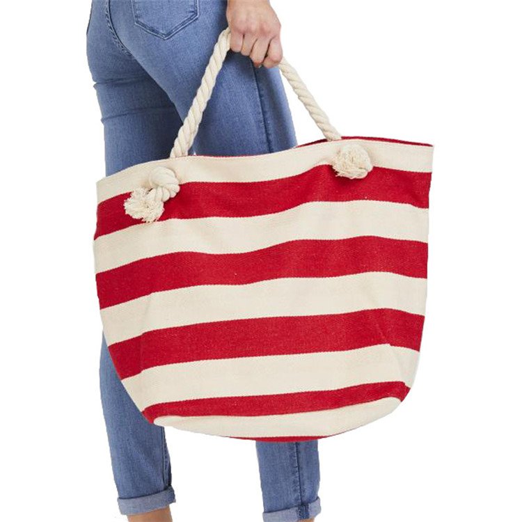 Hot Selling Customized Printed Large Canvas Shoulder Tote Beach Shopping Bag