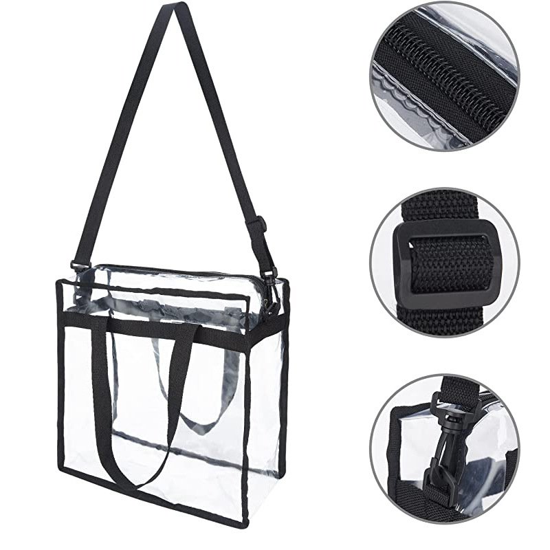 Hot Selling Transparent PVC Clear Tote Bag Crossbody Shopping Bag Game Day Bag Concert Handbag With Strap