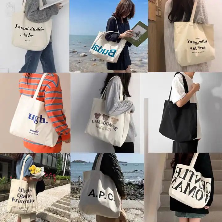 Custom Logo Big Size Pink Printed Totebag Eco Friendly Reusable Grocery Women Shopping Bags Cotton Canvas Tote Bag