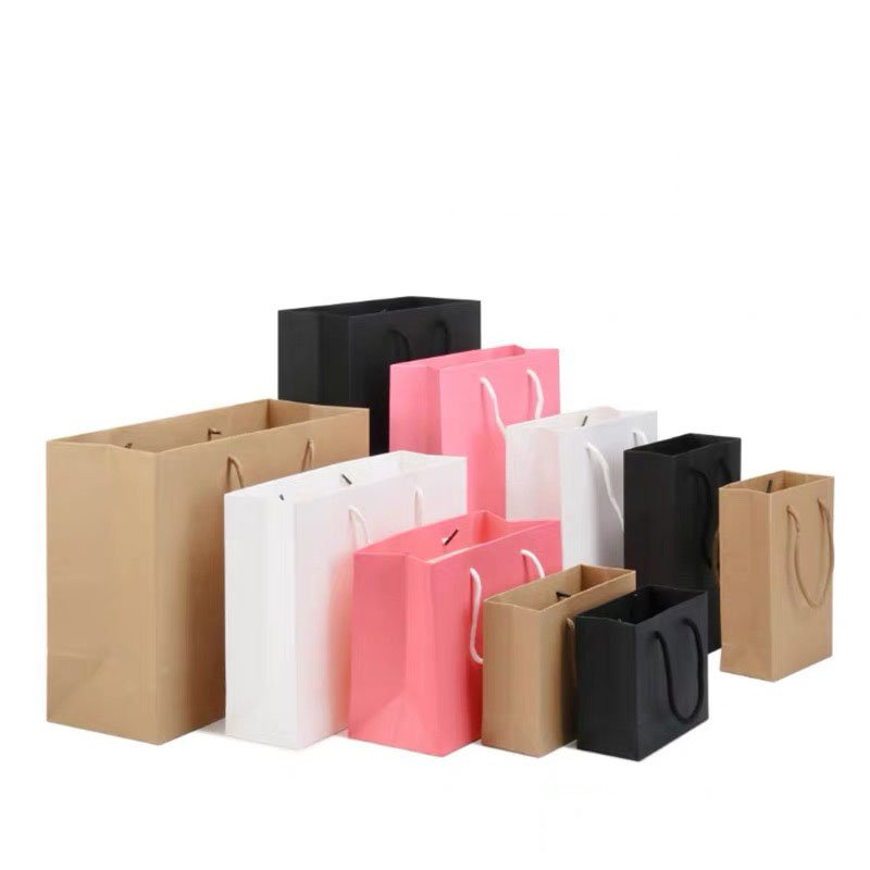 Women White thank you Paper Shopping Gift Bag Hot Selling Packaging Bag With Ribbon For Shopping Clothes And Gift