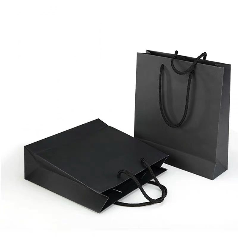 Women White thank you Paper Shopping Gift Bag Hot Selling Packaging Bag With Ribbon For Shopping Clothes And Gift