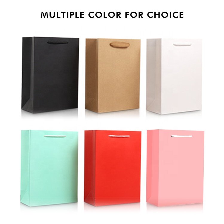 Colorful Custom Printing Kraft Paper Shopping Gift Bag Carrying Bag For Garment Boutique Store Shoes Clothes Bag
