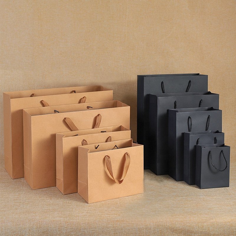 Colorful Custom Printing Kraft Paper Shopping Gift Bag Carrying Bag For Garment Boutique Store Shoes Clothes Bag