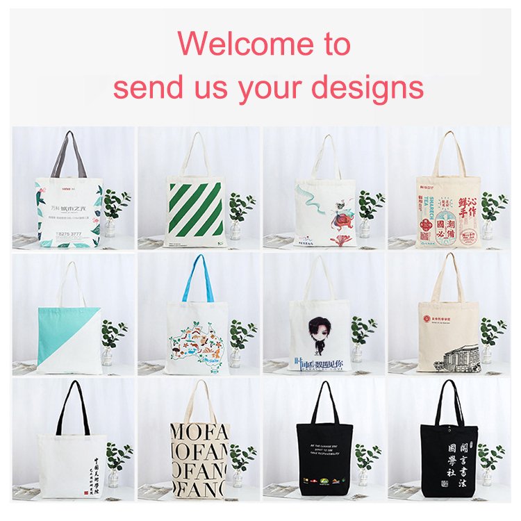 wholesale Custom logo portable shopping bag 6oz/8oz/10oz/12oz/16oz printable cotton canvas tote bag for shopping