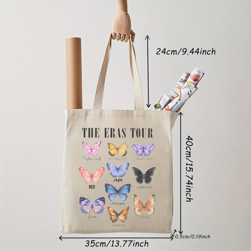1pc the Eras Tour Pattern Handbag TS Fans pattern Tote Canvas Personalized Shoulder Bag For Travel Women's Reusable Shopping Bag