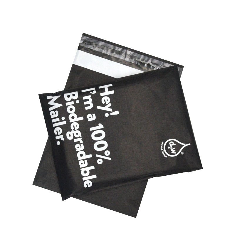 Black Compostable Courier Custom Logo Biodegradable Mailer Degradable Delivery Envelope American Cornstarch Express Bag