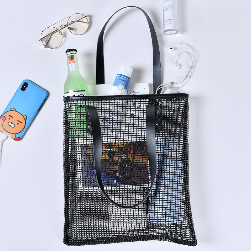 2023 New Travel Portable Mesh Storage Bag Swimming Bathing Beach Storage Bag Shopping Shoulder Bag for women gril